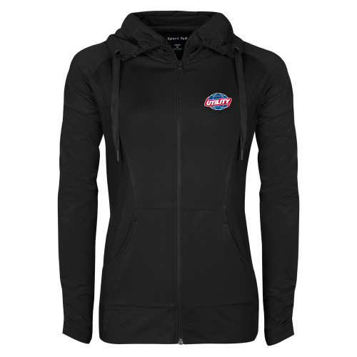  Womens Black Sport Wick Stretch Full Zip Jacket - Utility