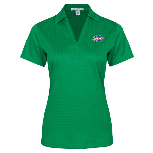  Womens Kelly Green Performance Fine Jacquard Polo - Utility