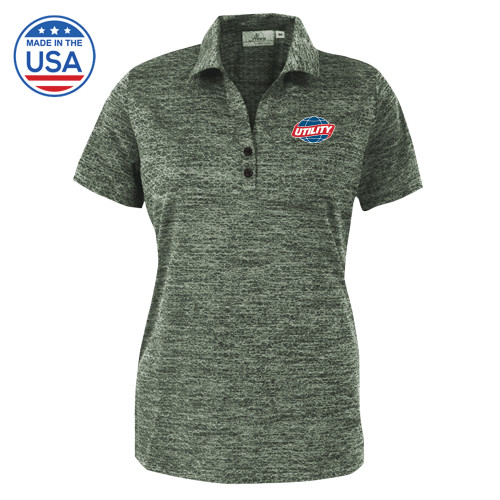  Womens Dark Green Honeycomb Jacquard Polo - Utility