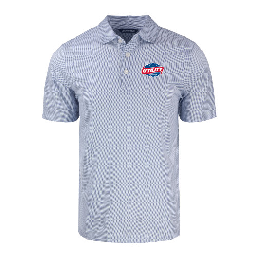  Cutter & Buck White/Royal Pike Recycled Symmetry Print Polo - Utility