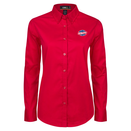 Main Image for  Womens Red Twill Button Down Long Sleeve 