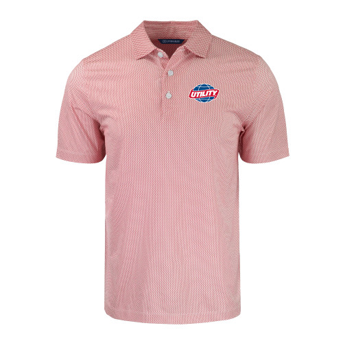  Cutter & Buck White/Red Pike Recycled Symmetry Print Polo - Utility