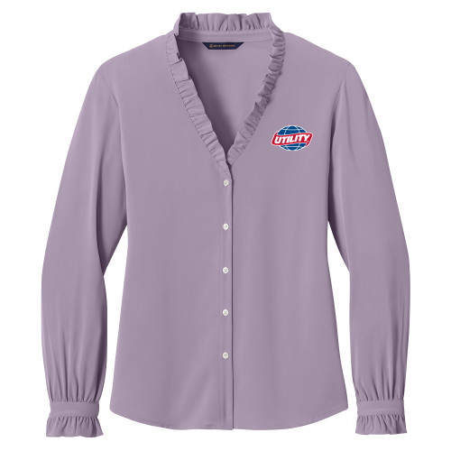 Main Image for  Brooks Brothers Womens Purple Ash Long Sleeve Ruffle Collar Blouse