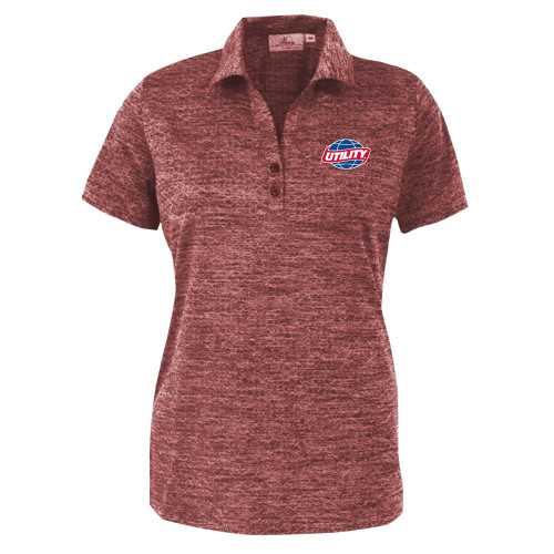  Womens Maroon Honeycomb Jacquard Polo - Utility