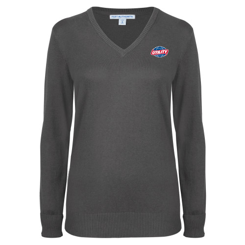  Womens Charcoal Heather VNeck Sweater - Utility