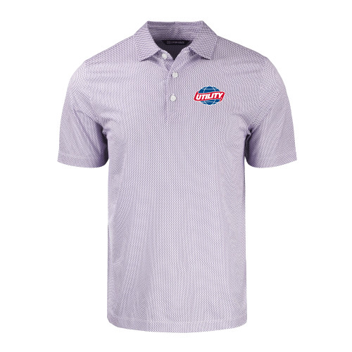  Cutter & Buck White/Purple Pike Recycled Symmetry Print Polo - Utility