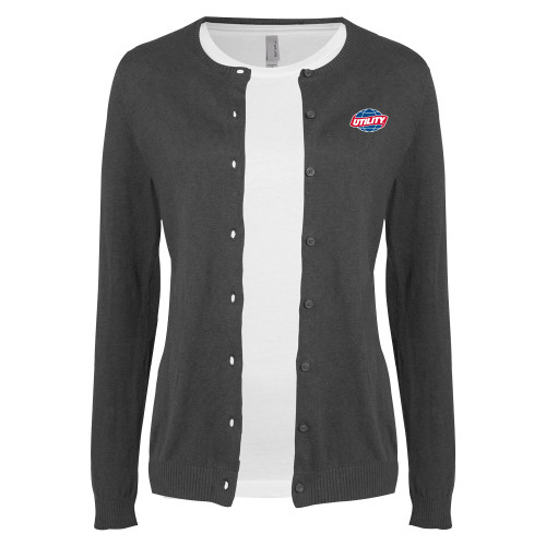  Womens Charcoal Cardigan Sweater - Utility