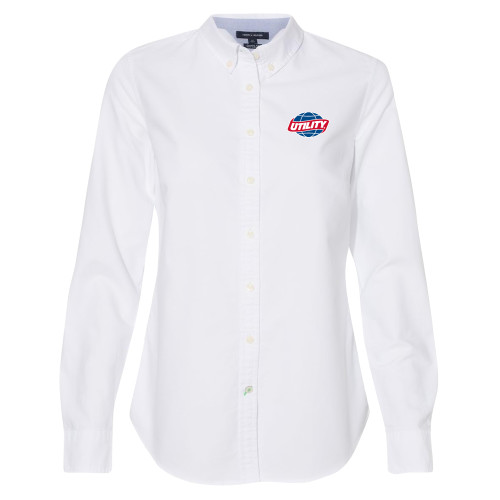  Womens Tommy Hilfiger White Solid Oxford Shirt - Utility