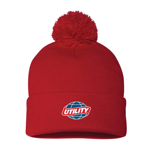  Sportsman Red Pom Pom Cuffed Beanie - Utility