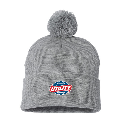  Sportsman Heather Grey Pom Pom Cuffed Beanie - Utility