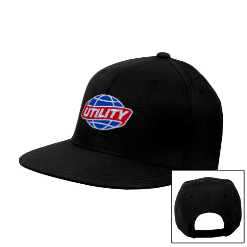  Black Flat Bill Snapback Hat - Utility