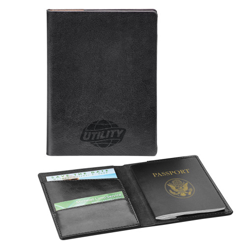  Fabrizio Black RFID Passport Holder - Utility Engraved