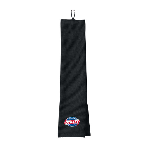  Black Waffle Microfiber Golf Towel - Utility