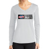 Thumbnail image for  Womens White Performance Long Sleeve V Neck Shirt