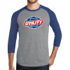 Thumbnail image for  Grey/Royal Heather Triblend Baseball Raglan Tee