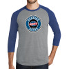 Thumbnail image for  Grey/Royal Heather Triblend Baseball Raglan Tee
