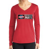 Thumbnail image for  Womens Red Performance Long Sleeve V Neck Shirt