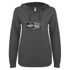 Thumbnail image for  ENZA Womens Dark Heather V Notch Raw Edge Fleece Hoodie