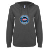 Thumbnail image for  ENZA Womens Dark Heather V Notch Raw Edge Fleece Hoodie