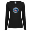 Thumbnail image for  Womens Black Long Sleeve V Neck Tee 