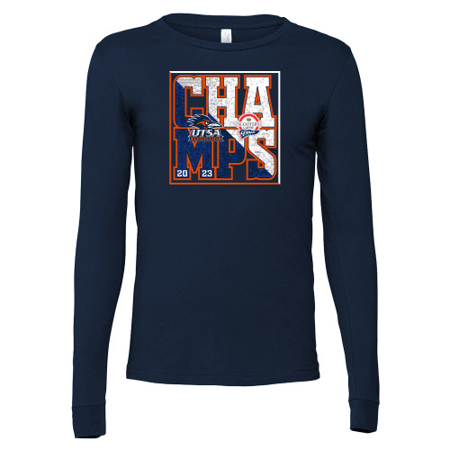  Bella + Canvas Navy Jersey Cotton Long Sleeve T Shirt - UTSA Scooters Coffee Frisco Bowl