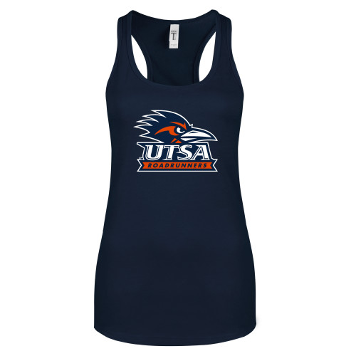 UTSA Next Level Womens Navy Racerback Tan