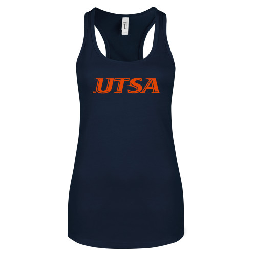 UTSA Next Level Womens Navy Racerback Tan