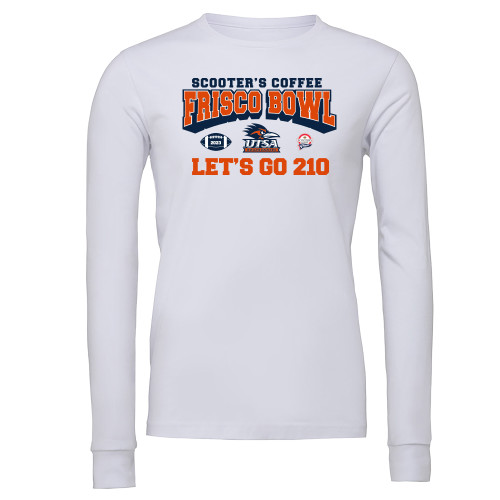  Bella + Canvas White Jersey Cotton Long Sleeve T Shirt - UTSA -Scooters Coffee Frisco Bowl