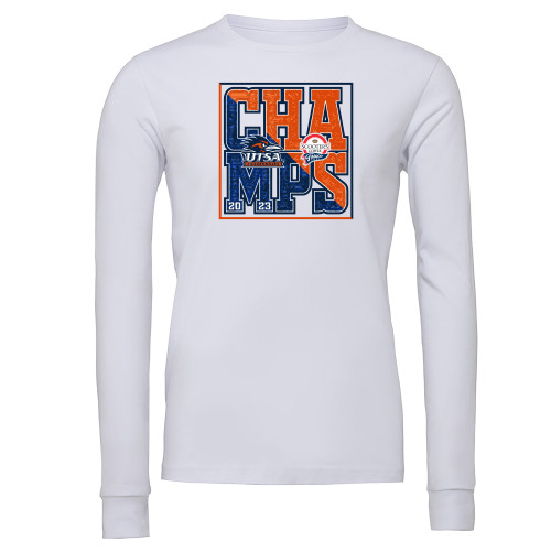  Bella + Canvas White Jersey Cotton Long Sleeve T Shirt - UTSA Scooters Coffee Frisco Bowl