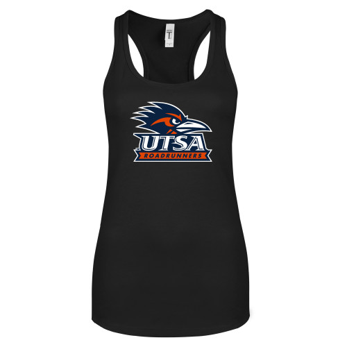 UTSA Next Level Womens Black Racerback Tan