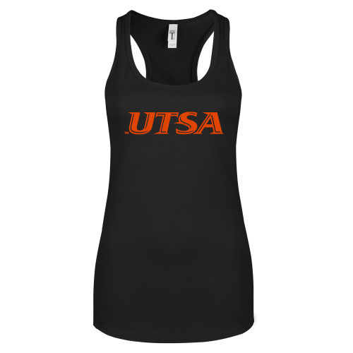 UTSA Next Level Womens Black Racerback Tan