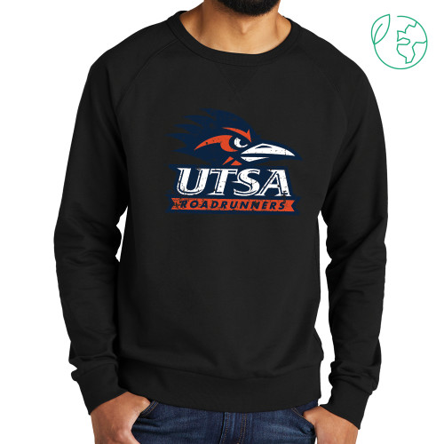  Allmade Black Organic French Terry Crewneck Sweatshirt - UTSA Primary Logo Distressed