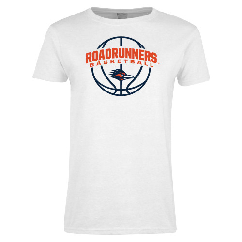  Womens White Short Sleeve Tee - UTSA Roadrunners Basketball Arched