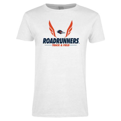  Womens White Short Sleeve Tee - UTSA Roadrunners Track  Field Wings