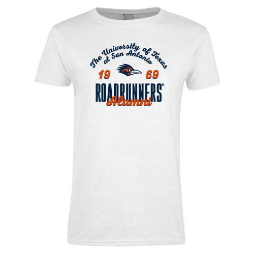  Womens White Short Sleeve Tee - UTSA Roadrunners Est 1969 Alumni