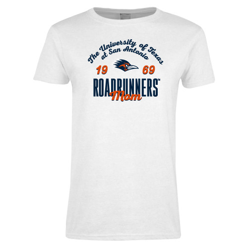  Womens White Short Sleeve Tee - UTSA Roadrunners Est 1969 Mom