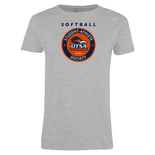  Womens Grey Short Sleeve Tee - UTSA Softball SAS