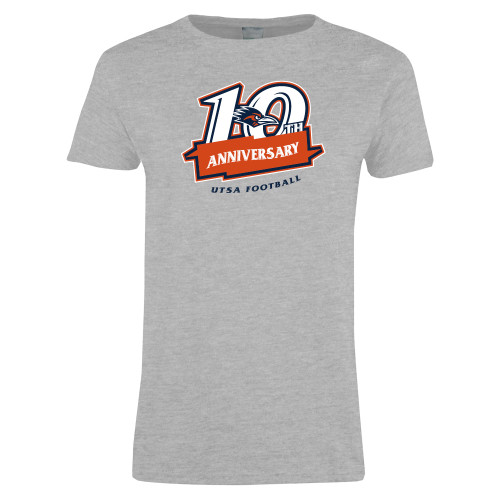  Womens Grey Short Sleeve Tee - UTSA 10th Anniversary Banner