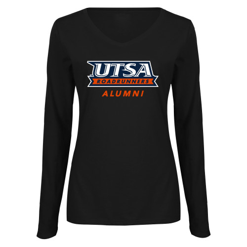  Womens Black Long Sleeve V Neck Tee  - UTSA Alumni