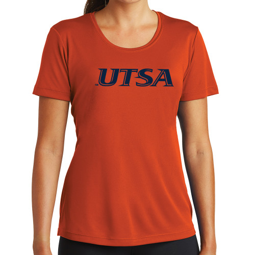  Womens Orange Performance Tee - UTSA