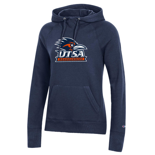  Champion Womens Navy Pull Over Hood - UTSA Primary Mark