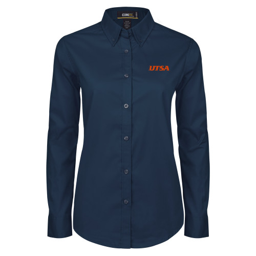 UTSA Womens Navy Twill Button Down Long Sleev