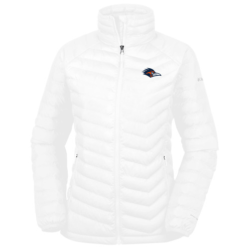  Columbia Womens White Powder Lite Jacket - UTSA Roadrunner Head EMB