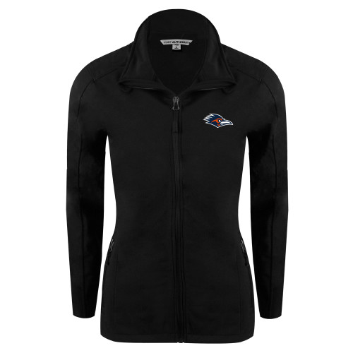  Womens Black Softshell Jacket - UTSA Roadrunner Head EMB