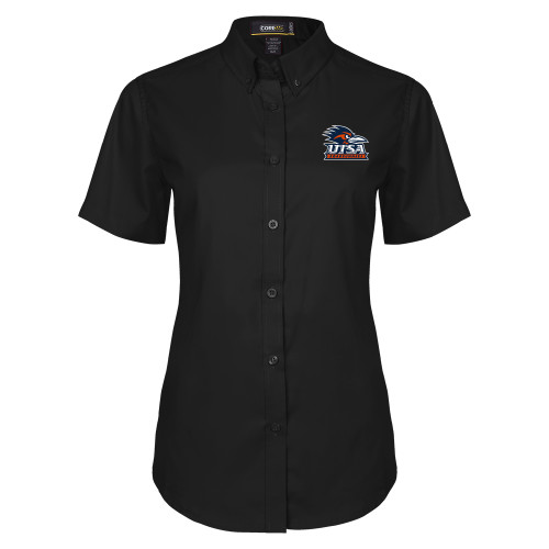  Womens Black Twill Button Up Short Sleeve - UTSA Primary Mark EMB