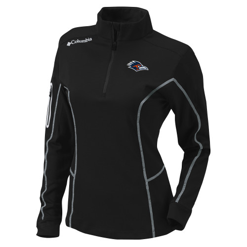  Columbia Womens Omni Wick Shotgun Black 1/4 Zip - UTSA Roadrunner Head EMB