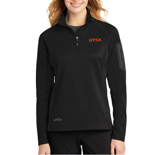  Eddie Bauer Womens Black 1/2 Zip Performance Fleece - UTSA EMB