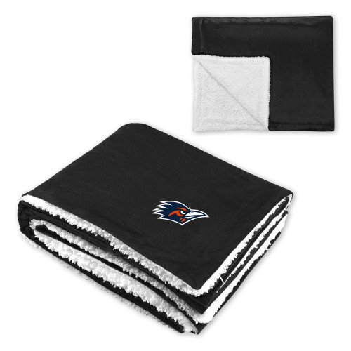 UTSA Super Soft Luxurious Black Sherpa Throw Blanket