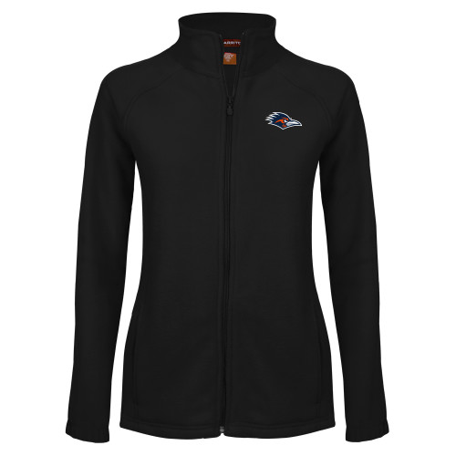  Womens Black Fleece Full Zip Jacket - UTSA Roadrunner Head EMB