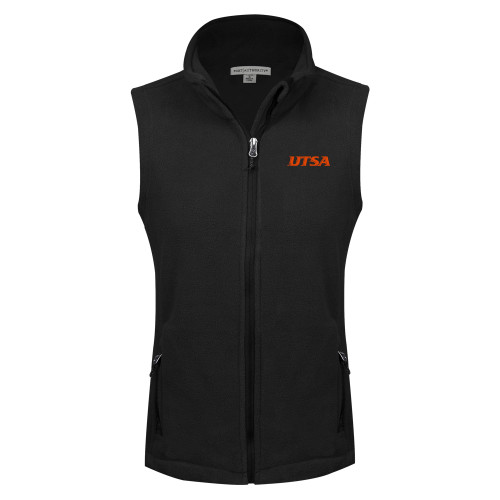  Womens Black Fleece Full Zip Vest - UTSA EMB